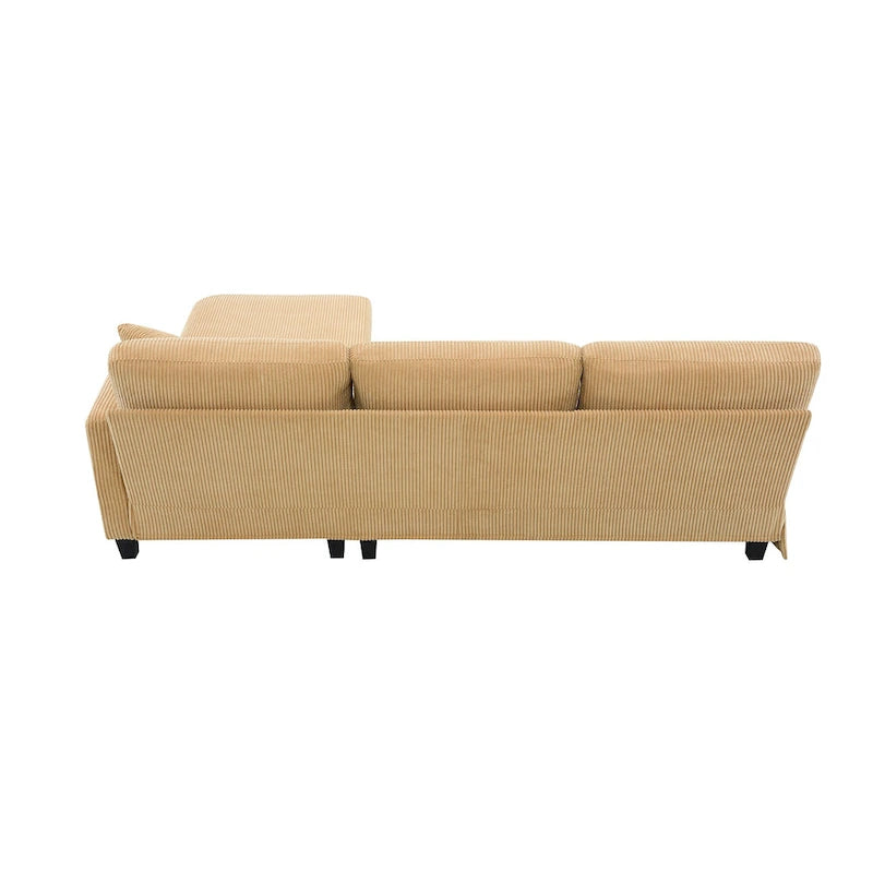 Yellow 87 L-Shaped 3-Seater Sofa with Reversible Chaise and 3 Cushions, Space-Saving Design for Living Room
