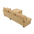 Yellow 87 L-Shaped 3-Seater Sofa with Reversible Chaise and 3 Cushions, Space-Saving Design for Living Room