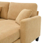 Yellow 87 L-Shaped 3-Seater Sofa with Reversible Chaise and 3 Cushions, Space-Saving Design for Living Room