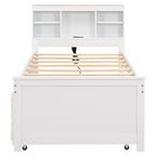 Pine Wood Platform Bed Frame with 3 Drawers & Trundle