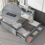 Pine Wood Platform Bed Frame with 3 Drawers & Trundle