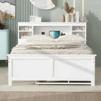 Pine Wood Platform Bed Frame with 3 Drawers & Trundle