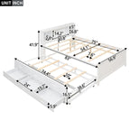 Pine Wood Platform Bed Frame with 3 Drawers & Trundle