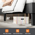 Linen Upholstered Platform Bed with Adjustable Headboard and Wooden Slats