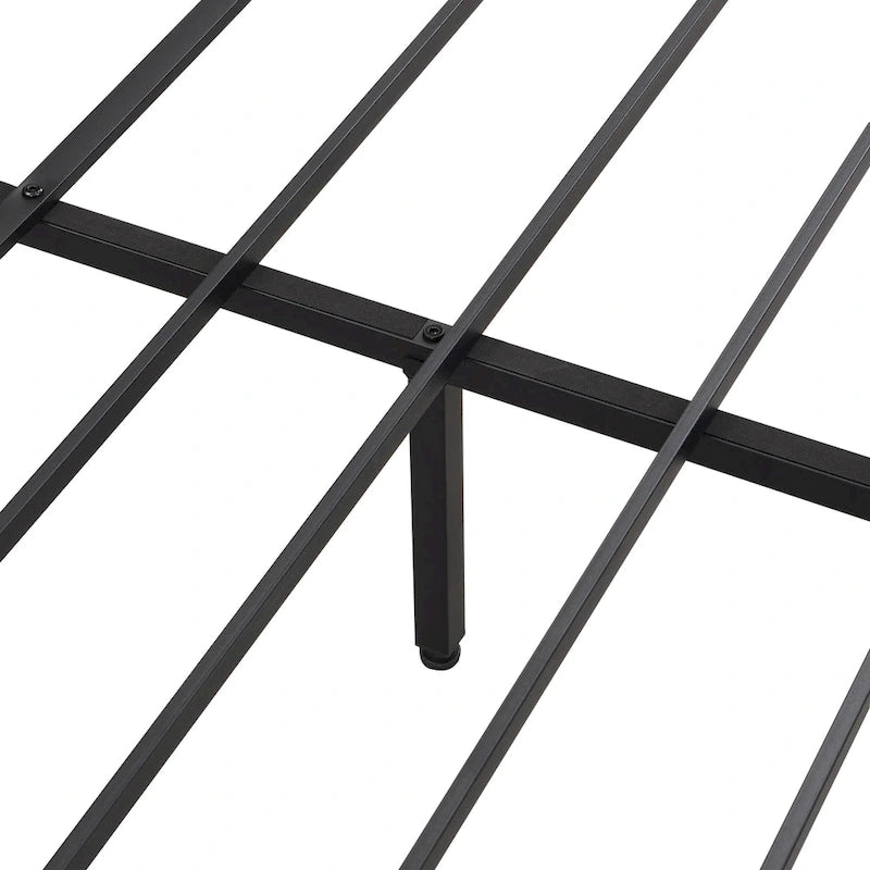 Black Brown King Size Metal Bed with Wooden Headboard and LED Lights