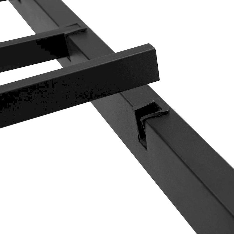 Black Brown King Size Metal Bed with Wooden Headboard and LED Lights