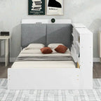 King Size Upholstered Bed with Storage Headboard and Trundle