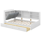 King Size Upholstered Bed with Storage Headboard and Trundle