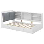 King Size Upholstered Bed with Storage Headboard and Trundle