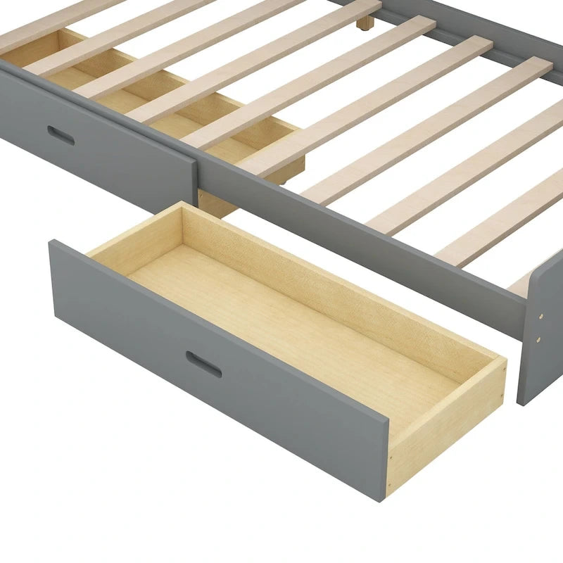 King Size Upholstered Bed with Storage Headboard and Trundle