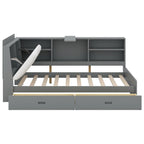 King Size Upholstered Bed with Storage Headboard and Trundle