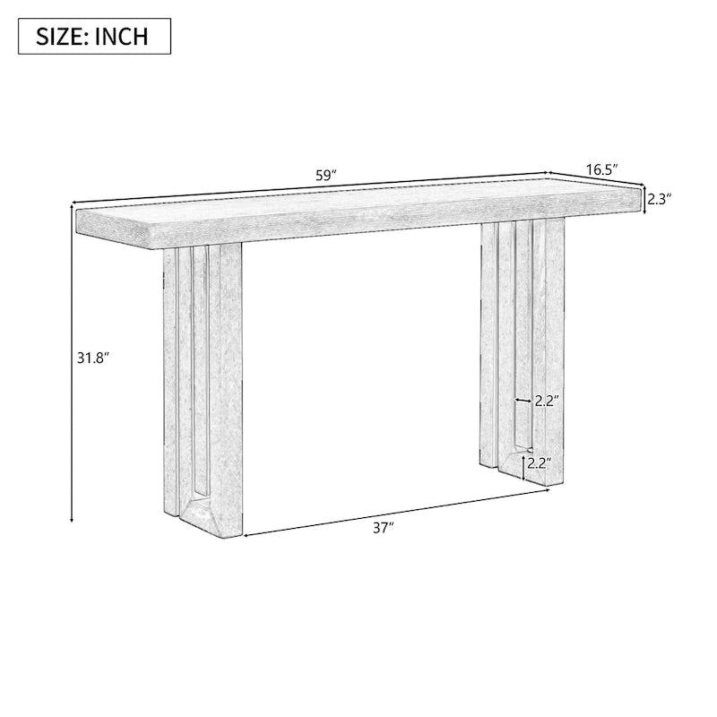 59 Modern Console Table with Distinctive Side Shapes for Entryway, Living Room