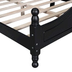 Retro Pine Platform Bed with Headboard and Footboard