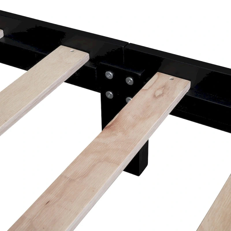 Retro Pine Platform Bed with Headboard and Footboard