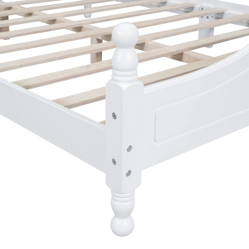 Retro Pine Platform Bed with Headboard and Footboard