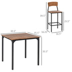 Modern Style 5-Piece Dining Set with Square Counter Height Bar Table and 4 Footrest Open Back Dining Chairs