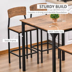 Modern Style 5-Piece Dining Set with Square Counter Height Bar Table and 4 Footrest Open Back Dining Chairs