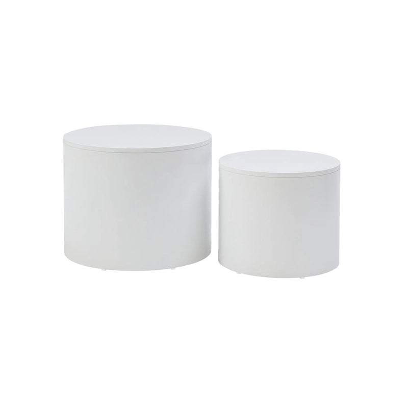 Modern 2-piece Round Table Set with Coffee Table and End Table for Living Room