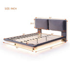 Queen Velvet Floating Platform Bed with Sensor Light
