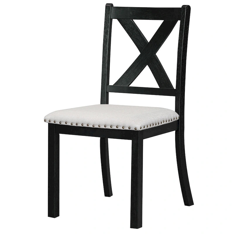 Black 6-Piece Wooden Dining Table Set with Extendable Table & 4 Chairs & Bench