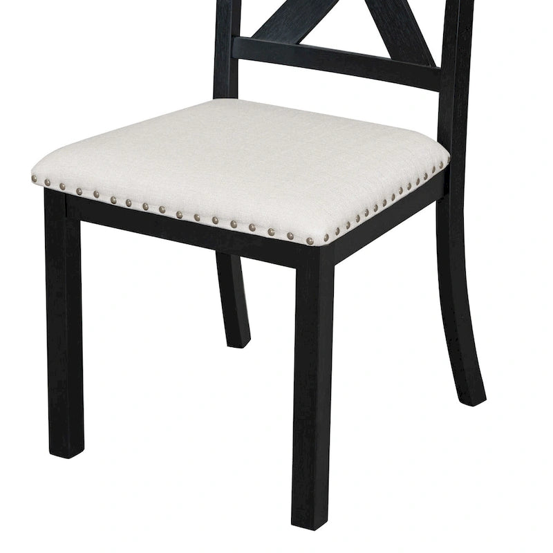 Black 6-Piece Wooden Dining Table Set with Extendable Table & 4 Chairs & Bench