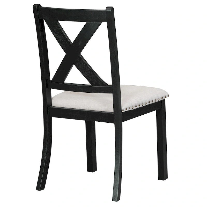 Black 6-Piece Wooden Dining Table Set with Extendable Table & 4 Chairs & Bench