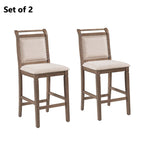 Rustic Style Wooden 3-Piece Dining Table Set with Drop Leaf and 2 Upholstered Dining Chairs