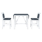 Rustic Style Wooden 3-Piece Dining Table Set with Drop Leaf and 2 Upholstered Dining Chairs