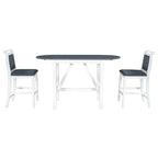 Rustic Style Wooden 3-Piece Dining Table Set with Drop Leaf and 2 Upholstered Dining Chairs