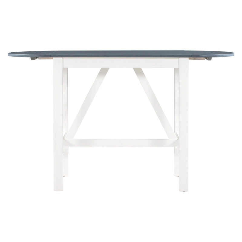 Rustic Style Wooden 3-Piece Dining Table Set with Drop Leaf and 2 Upholstered Dining Chairs