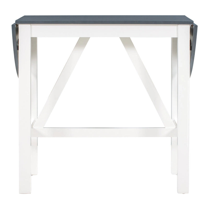 Rustic Style Wooden 3-Piece Dining Table Set with Drop Leaf and 2 Upholstered Dining Chairs