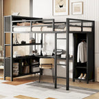 Full Metal Loft Bed with Wardrobe & Desk