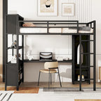 Full Metal Loft Bed with Wardrobe & Desk