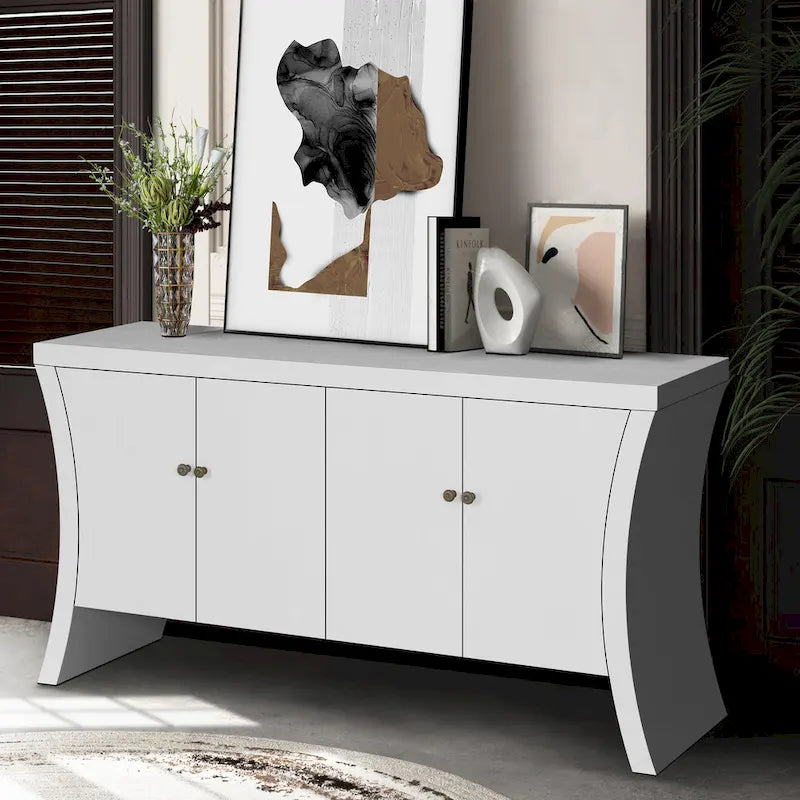 Sideboard Buffet Cabinet with Storage, 59 Large Modern Sideboards, Wooden Accent Credenza Storage Cabinet