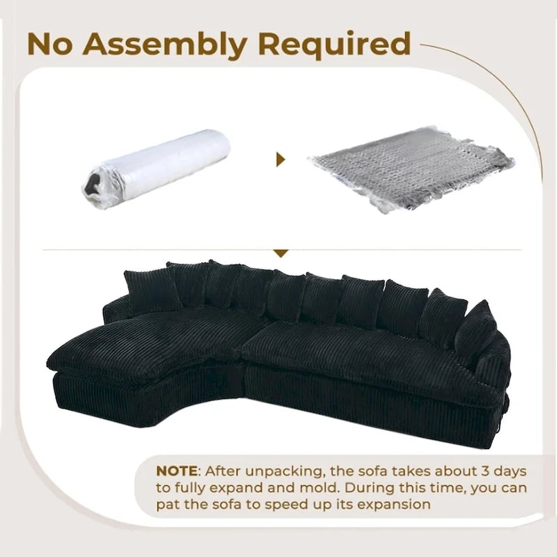 127 Large Sectional Sofa,Modular L Shaped Left Sofa,Corduroy Fabric