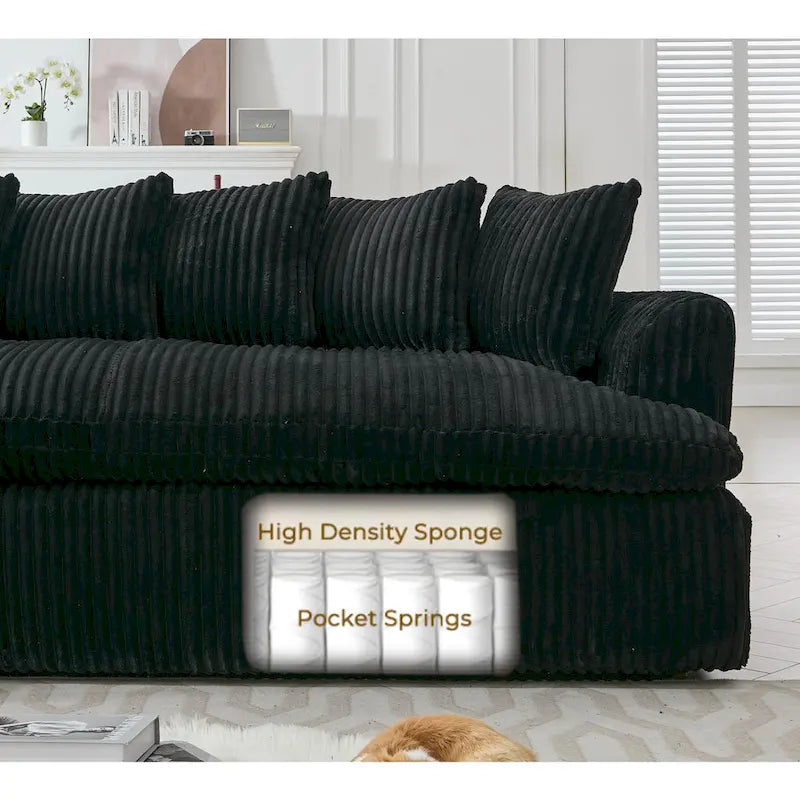 127 Large Sectional Sofa,Modular L Shaped Left Sofa,Corduroy Fabric