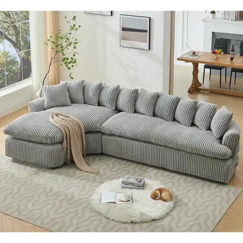 127 Large Sectional Sofa,Modular L Shaped Left Sofa,Corduroy Fabric