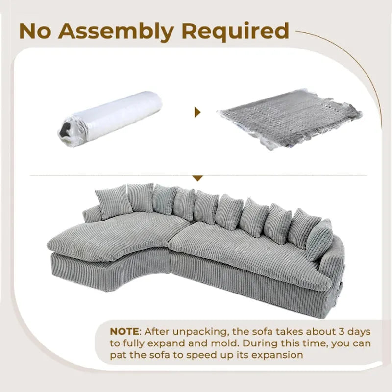 127 Large Sectional Sofa,Modular L Shaped Left Sofa,Corduroy Fabric