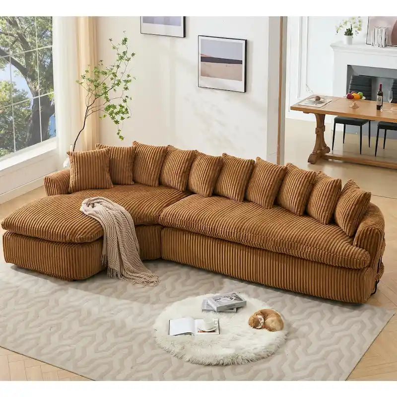 127 Large Sectional Sofa,Modular L Shaped Left Sofa,Corduroy Fabric
