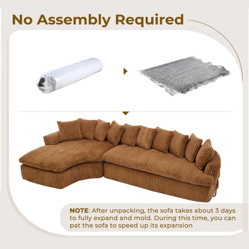 127 Large Sectional Sofa,Modular L Shaped Left Sofa,Corduroy Fabric