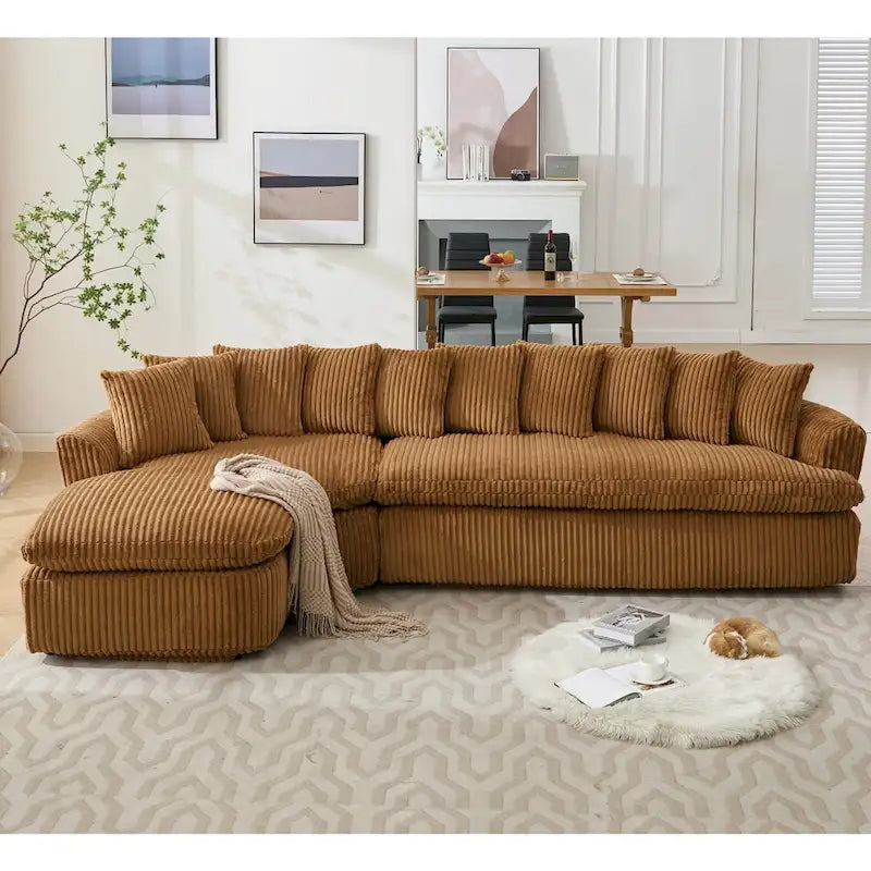 127 Large Sectional Sofa,Modular L Shaped Left Sofa,Corduroy Fabric