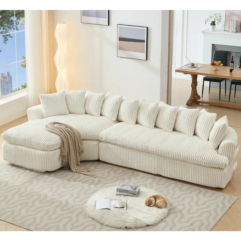 127 Large Sectional Sofa,Modular L Shaped Left Sofa,Corduroy Fabric