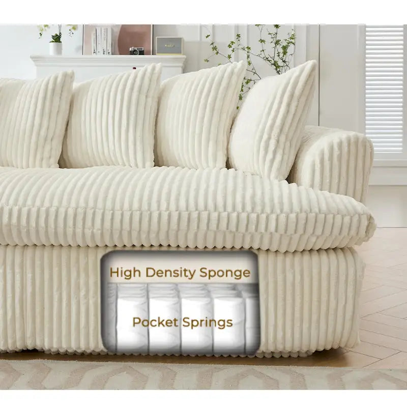 127 Large Sectional Sofa,Modular L Shaped Left Sofa,Corduroy Fabric