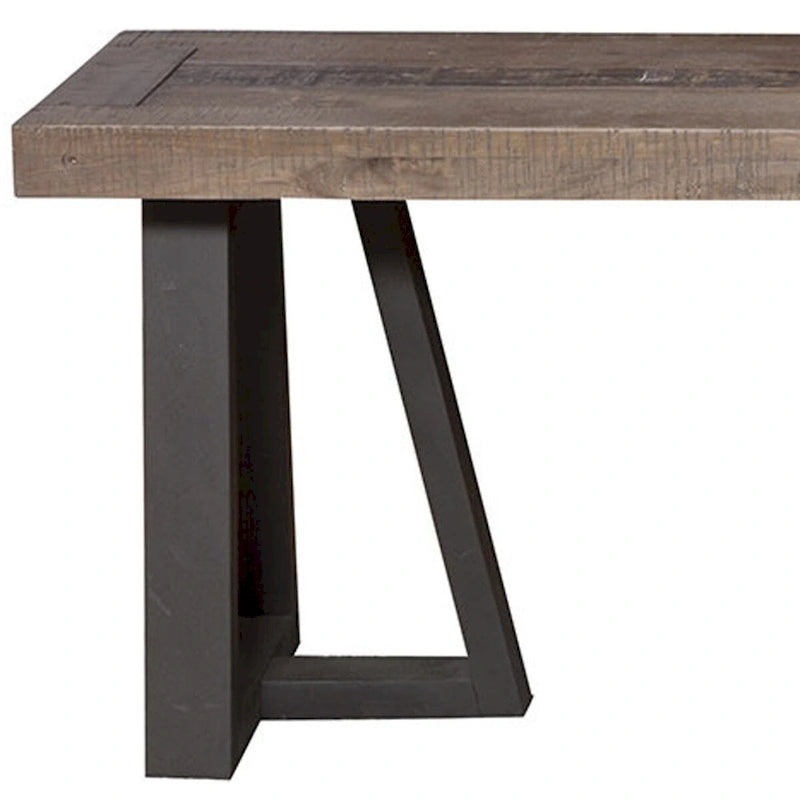 Black Metal Leg Natural Pine Wood Dining Bench Rustic Distressed - 14 D x 75 W x 18 H