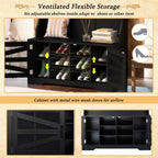 Wide Hall Tree with 10 Shoe Cubbies & 7 Coat Hooks, 43 W Coat Rack with Entryway Bench, 3-in-1 Design and Adjustable Shelves