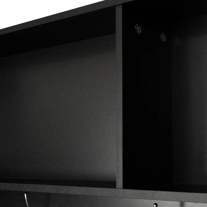 Wide Hall Tree with 10 Shoe Cubbies & 7 Coat Hooks, 43 W Coat Rack with Entryway Bench, 3-in-1 Design and Adjustable Shelves