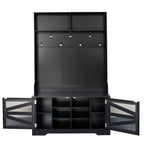 Wide Hall Tree with 10 Shoe Cubbies & 7 Coat Hooks, 43 W Coat Rack with Entryway Bench, 3-in-1 Design and Adjustable Shelves