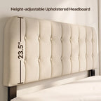 Full / Queen / King Bed Frame with Headboard, Upholstered Platform Bed with Sturdy Wooden Slats