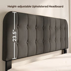 Full / Queen / King Bed Frame with Headboard, Upholstered Platform Bed with Sturdy Wooden Slats