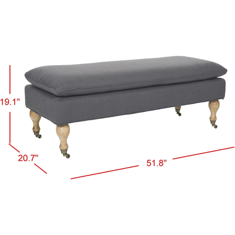 SAFAVIEH Tari Pillowtop Grey/ Sage Bench - 0 - 52 W x 21 D x 19 H - 52Wx21Dx19H